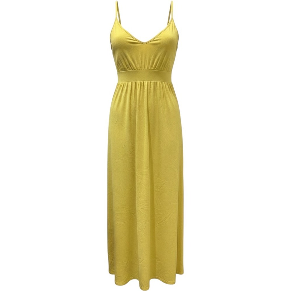 Susana Monaco Yellow Empire Waist Criss‎ Cross Back Maxi Dress Supplex Lycra Med